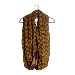 Indie Ella Bohemian Silk Infinity Mixed Paisley Hippie Wrap Scarf Gold Green